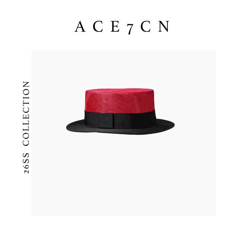 British Color-Block Panama Hat Premium No-Makeup Essential