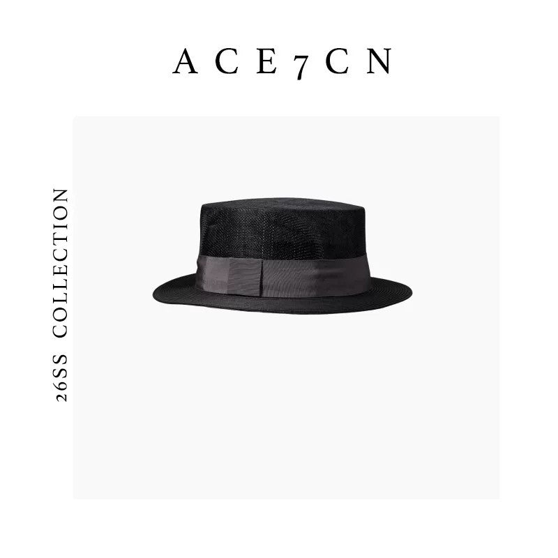 British Color-Block Panama Hat Premium No-Makeup Essential