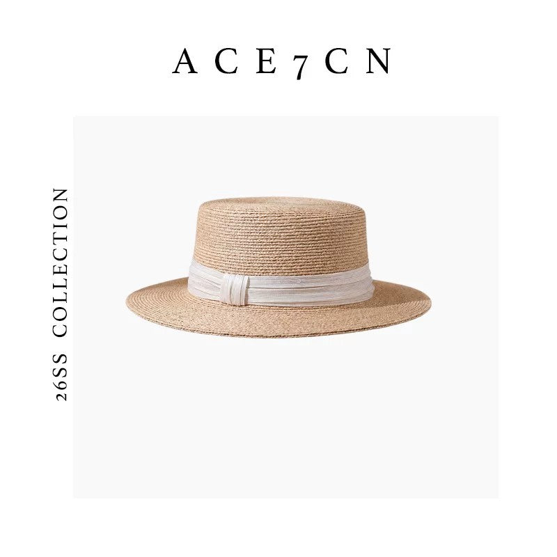 Light-Luxury Imported Raffia Dress Hat Natural Woven