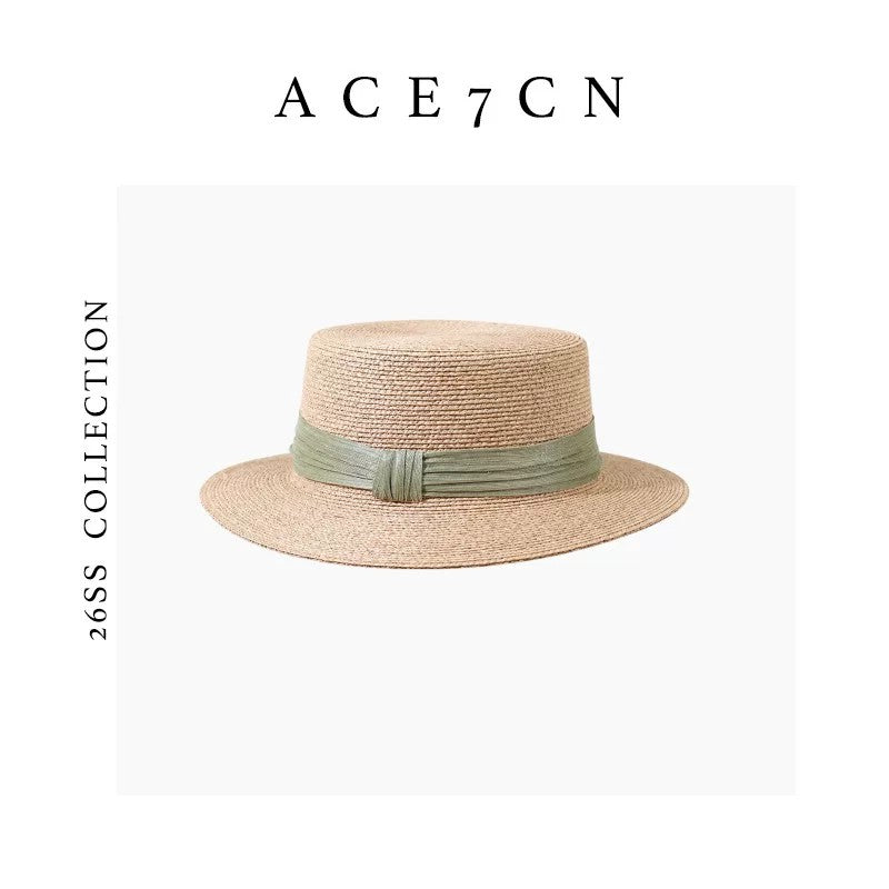 Light-Luxury Imported Raffia Dress Hat Natural Woven