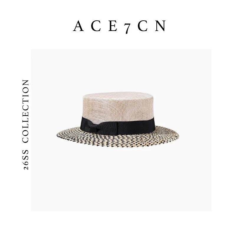 French Luxury Hepburn Wheat-Straw Silk-Voile Dress Hat