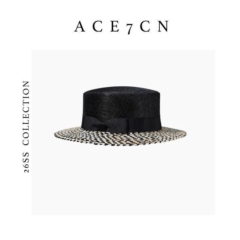 French Luxury Hepburn Wheat-Straw Silk-Voile Dress Hat