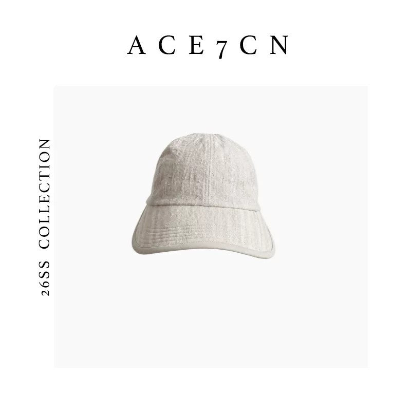Korean Cotton-Linen Cap Striped Wide-Brim Baseball Cap