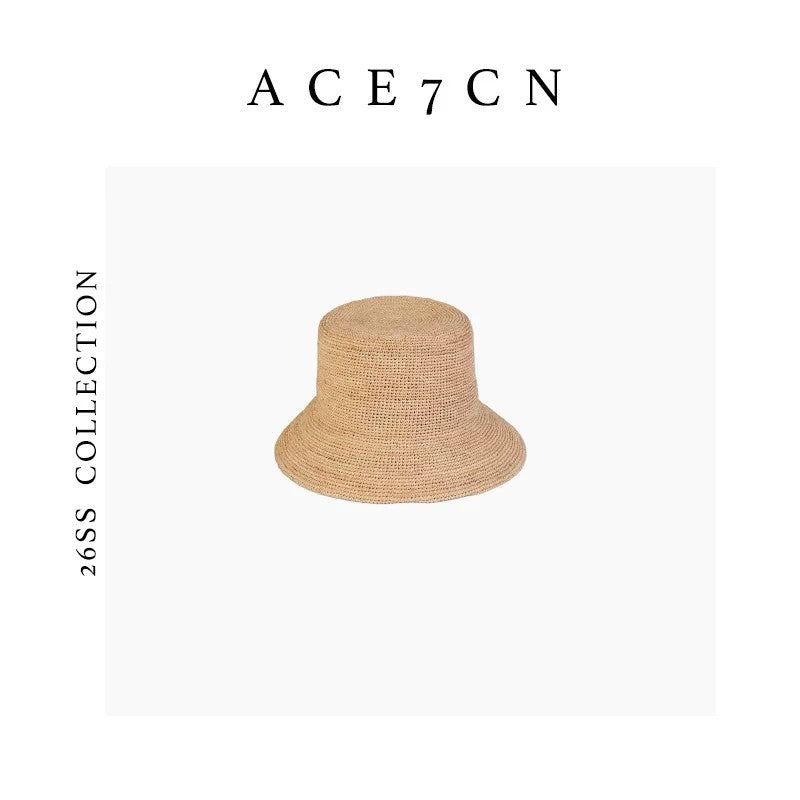 South-France Resort Raffia Bucket Hat Soft-Top Straw