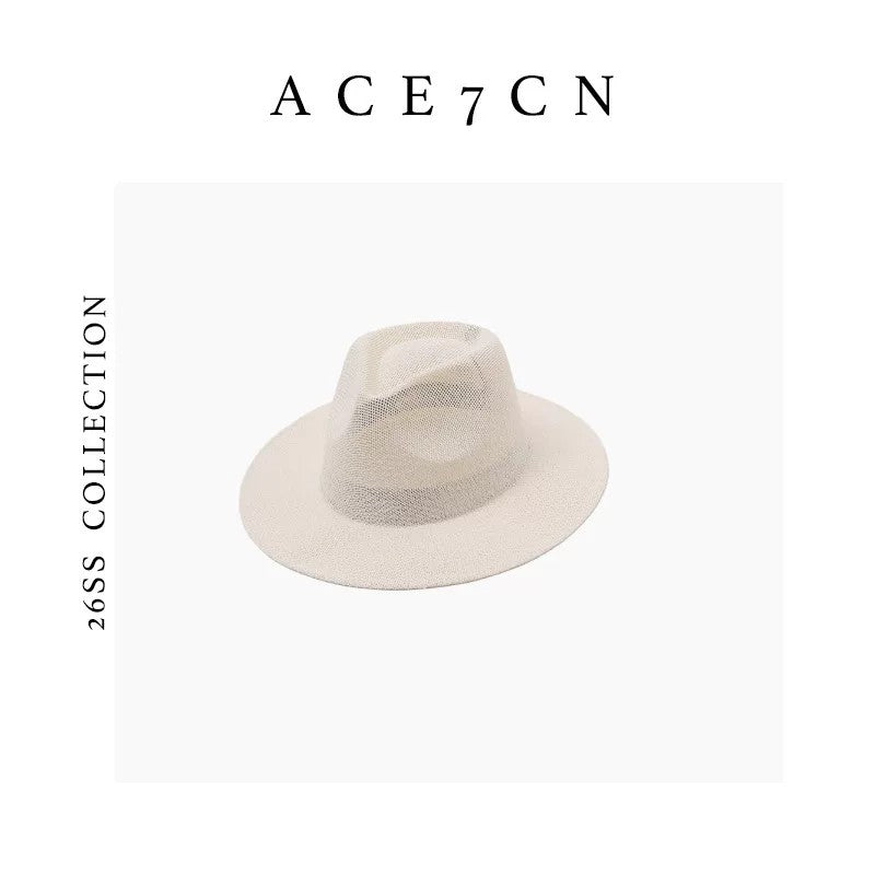 British Simple Dress Hat White Straw Hat