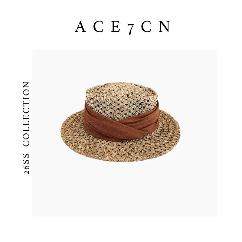Relaxed French Sun-Shade Straw Hat Refined Dress