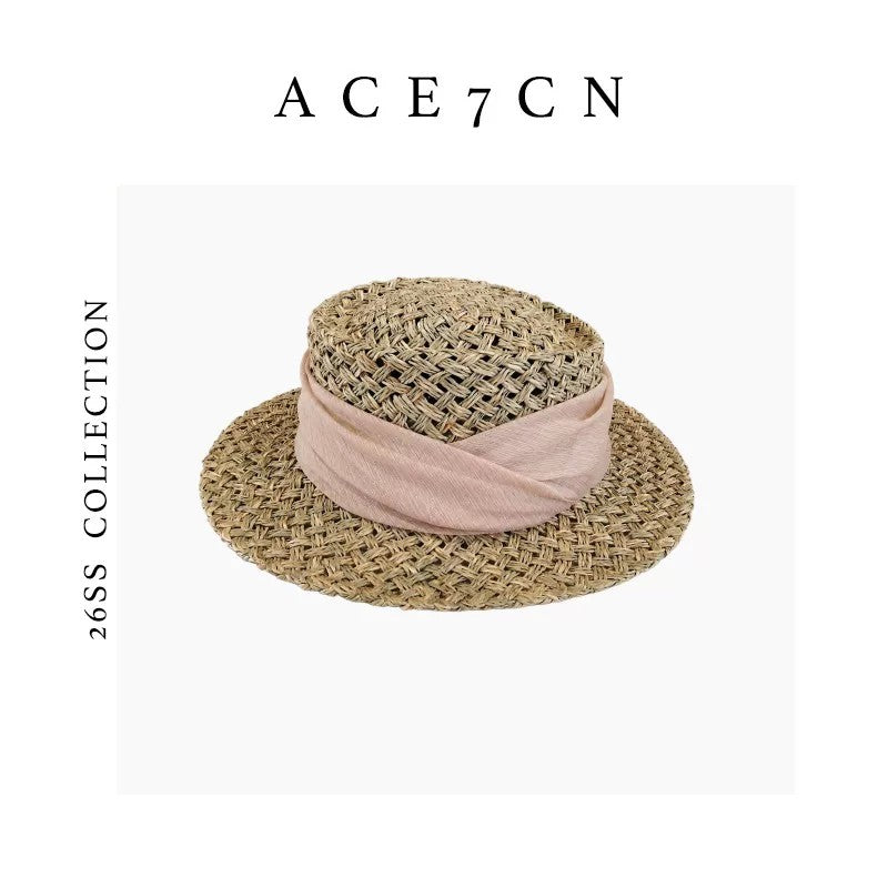 Relaxed French Sun-Shade Straw Hat Refined Dress