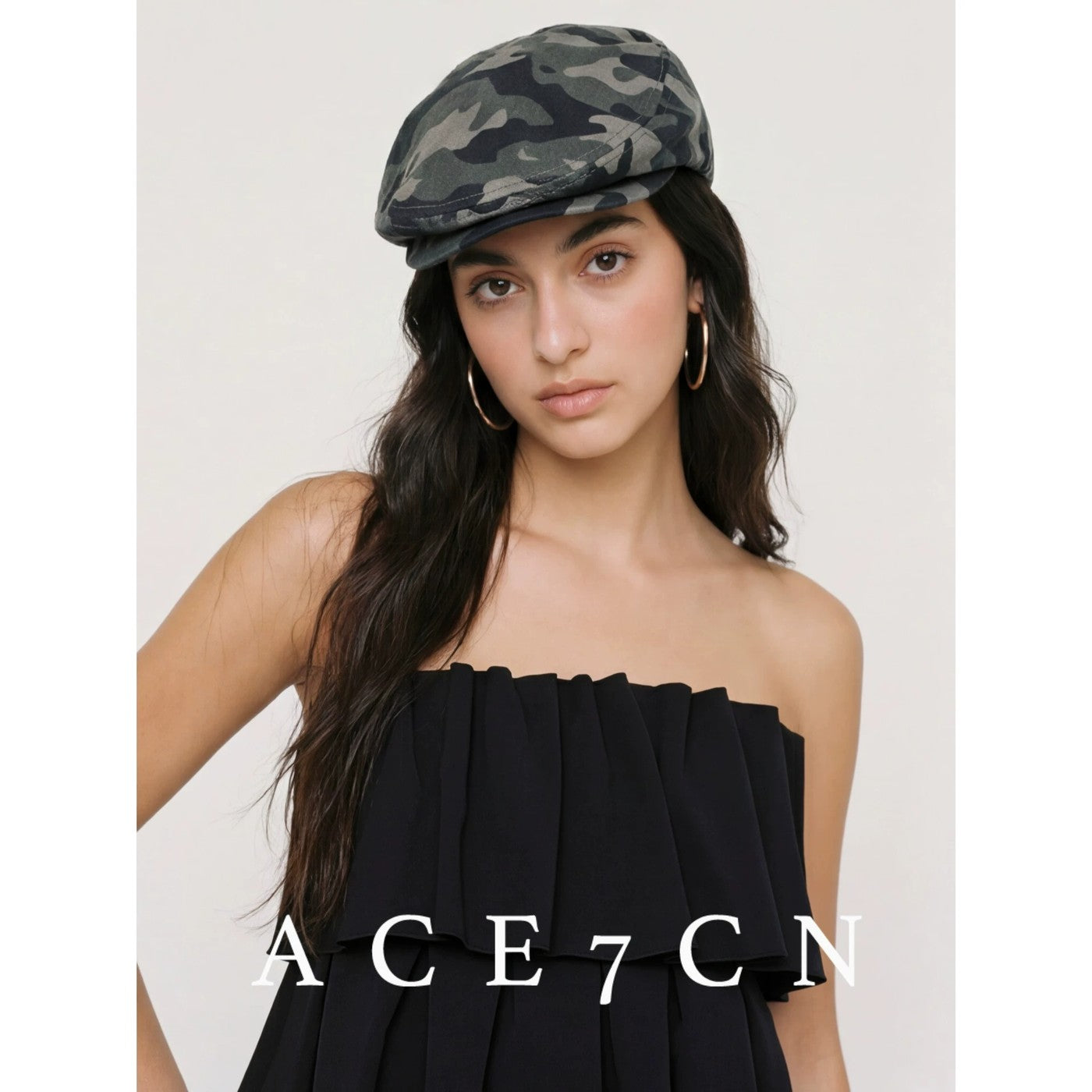 American Vintage Distressed Camo Hat Denim Cotton