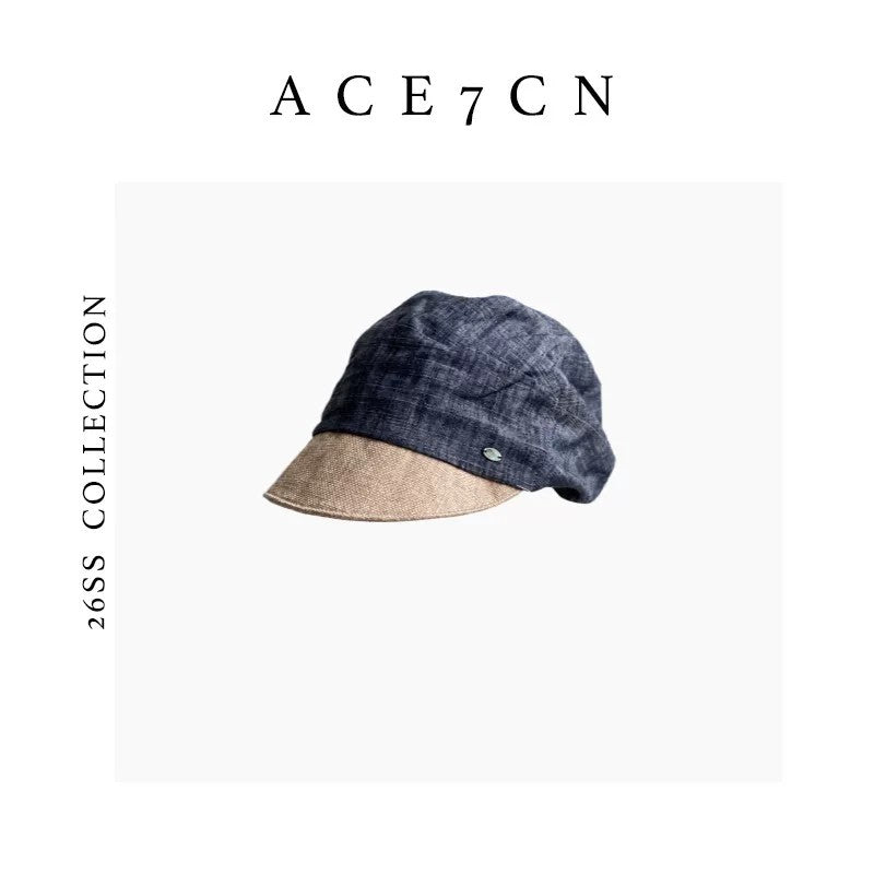 Korean Niche Resort Linen Texture Cap Pleated