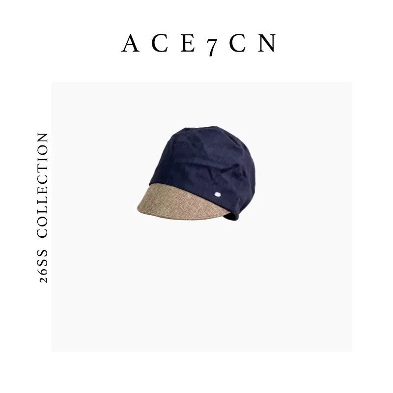 Korean Niche Resort Linen Texture Cap Pleated