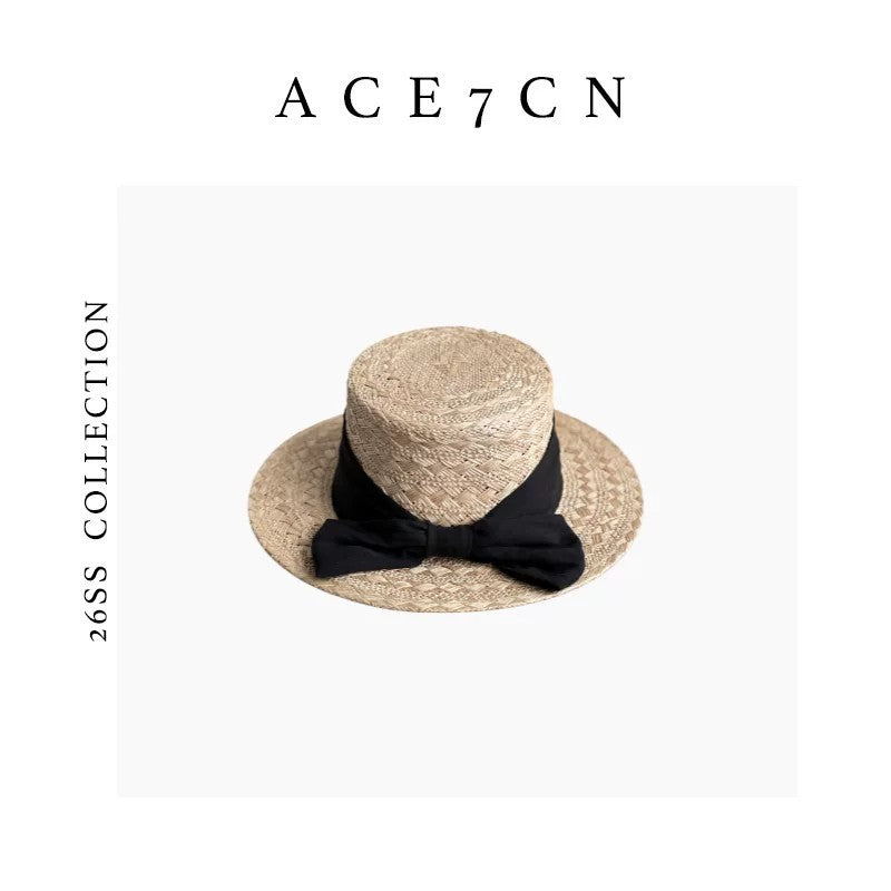 Natural Natural-Straw French Elegant Straw Hat Hepburn