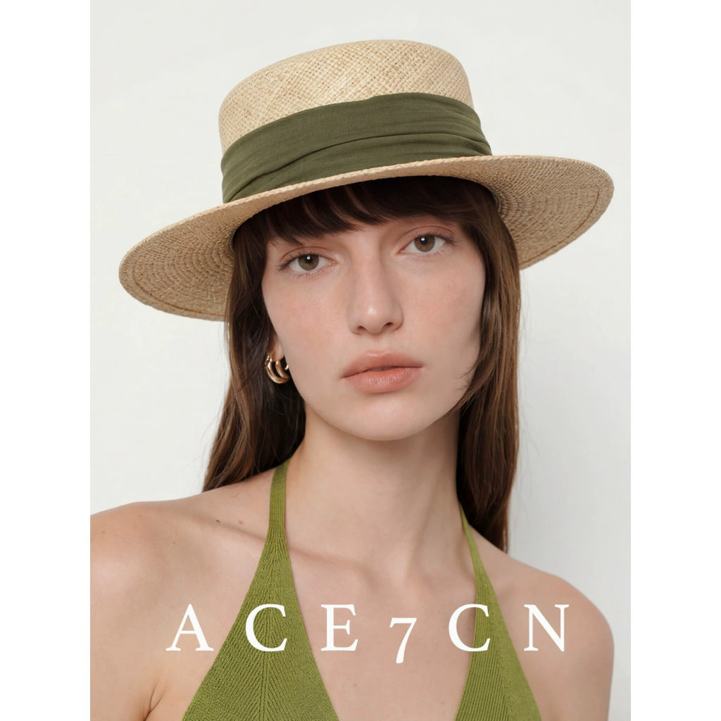 Relaxed French Premium Natural-Straw Straw Hat Multi-Color
