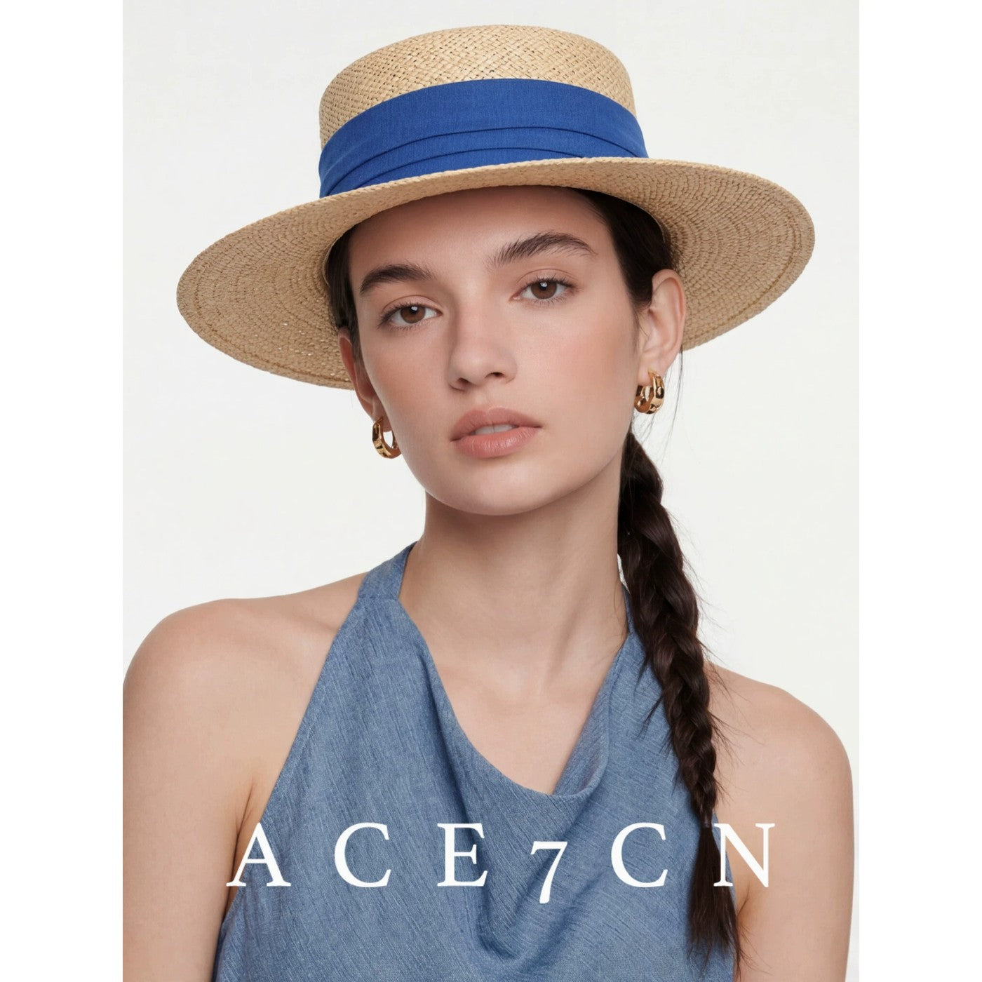 Relaxed French Premium Natural-Straw Straw Hat Multi-Color
