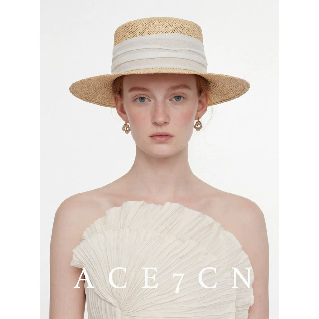 Relaxed French Premium Natural-Straw Straw Hat Multi-Color