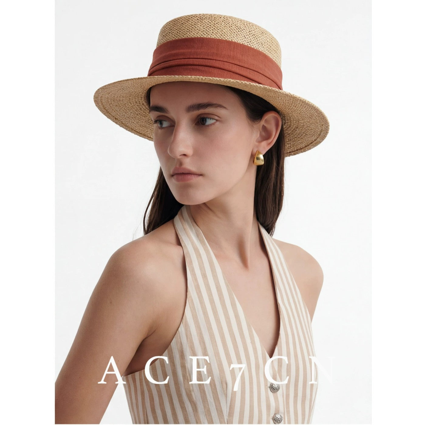 Relaxed French Premium Natural-Straw Straw Hat Multi-Color