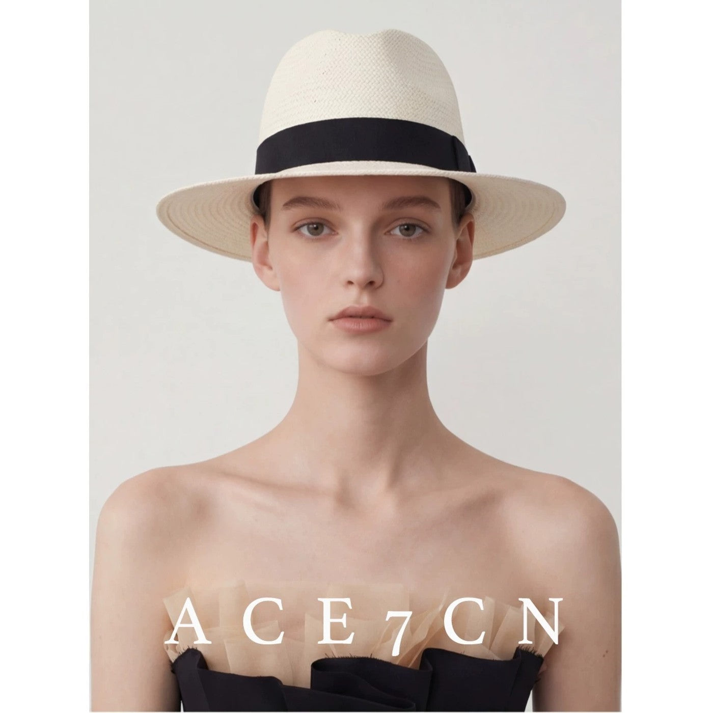 British Old-Money Pure-White Straw Hat Hand-Woven Classic