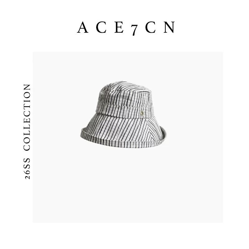 Nautical Hand-Pleated Plaid Bucket Hat Urban Chic