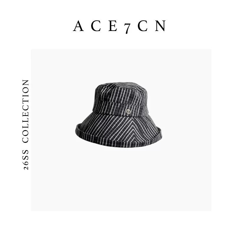 Nautical Hand-Pleated Plaid Bucket Hat Urban Chic