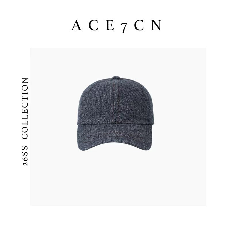 Casual Denim Baseball Cap Solid Raw-Denim Summer