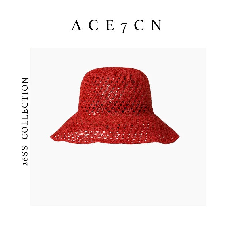 South-France Midsummer Openwork Soft-Top Bucket Hat Woven