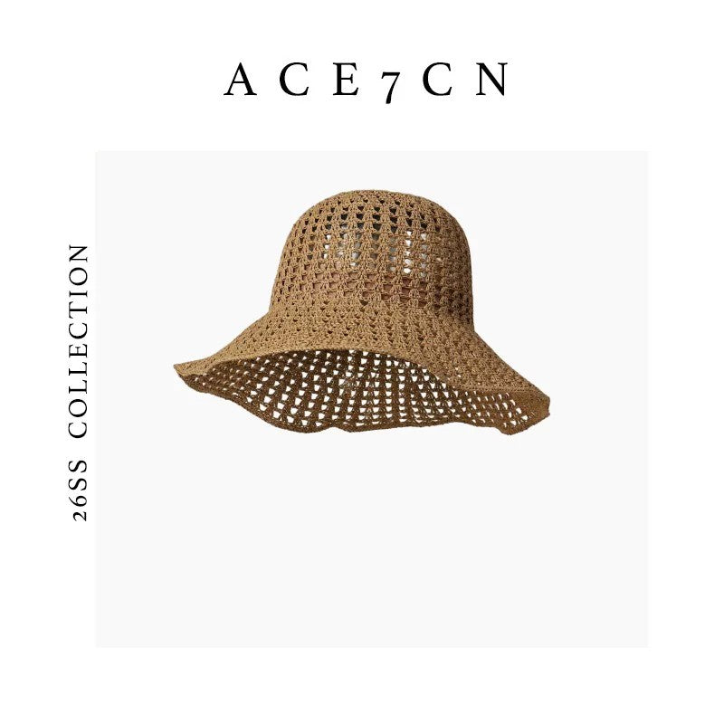South-France Midsummer Openwork Soft-Top Bucket Hat Woven