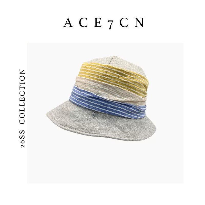 Nordic Niche Designer Multi-Stripe Bucket Hat Color-Block