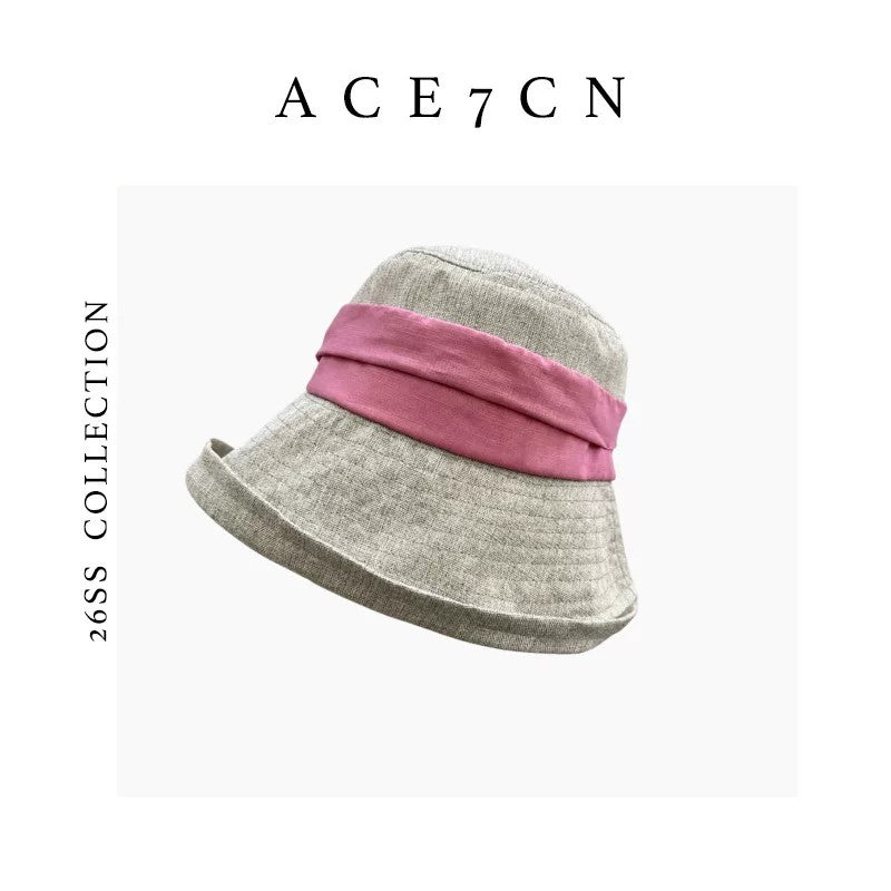 Nordic Colorful Hepburn Bucket Hat Tie-Strap Roll-Brim