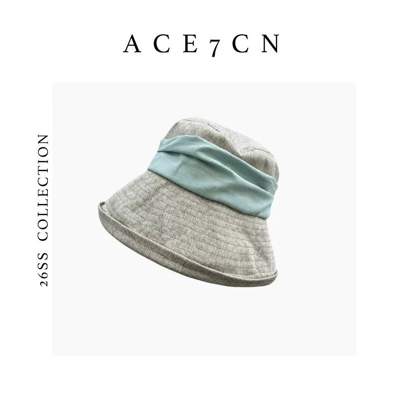 Nordic Colorful Hepburn Bucket Hat Tie-Strap Roll-Brim