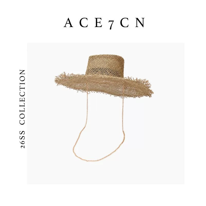 Natural-Straw Sun Hat Breathable Resort Straw Hat