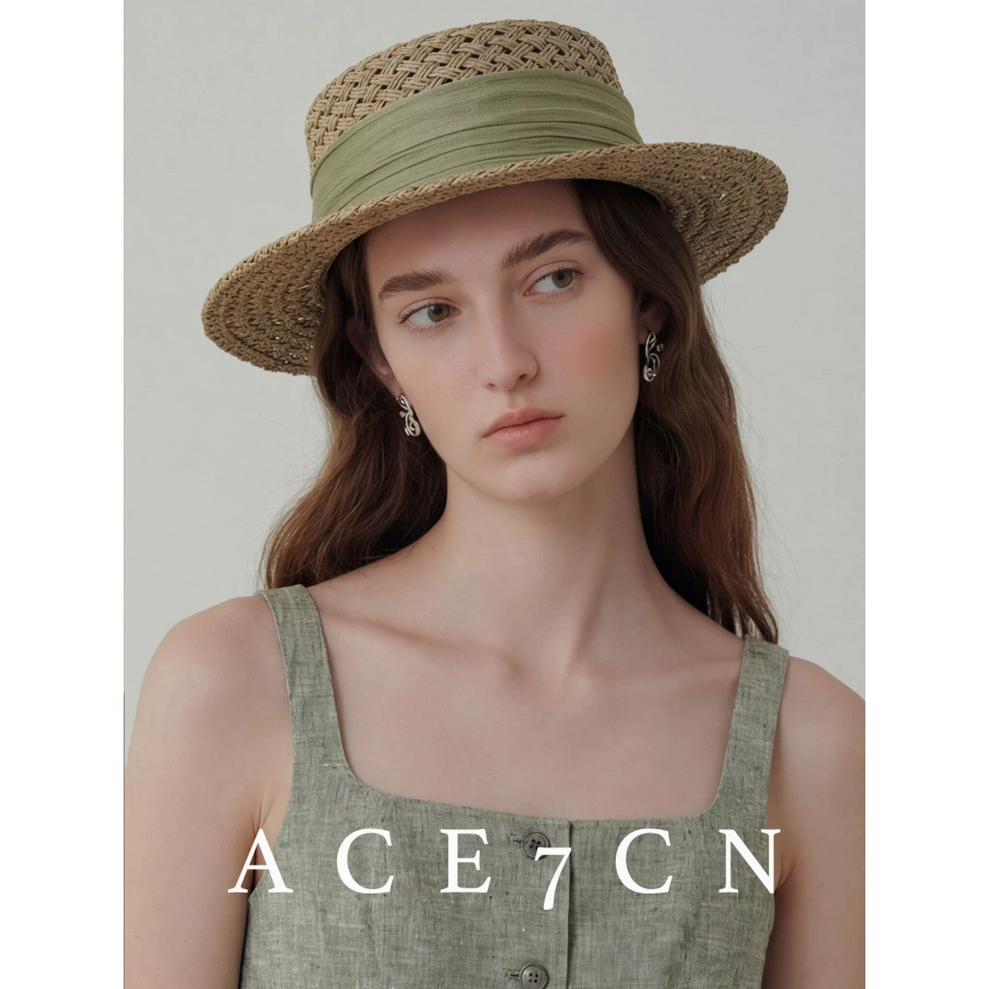 French Elegant Silk Straw Hat Openwork Resort