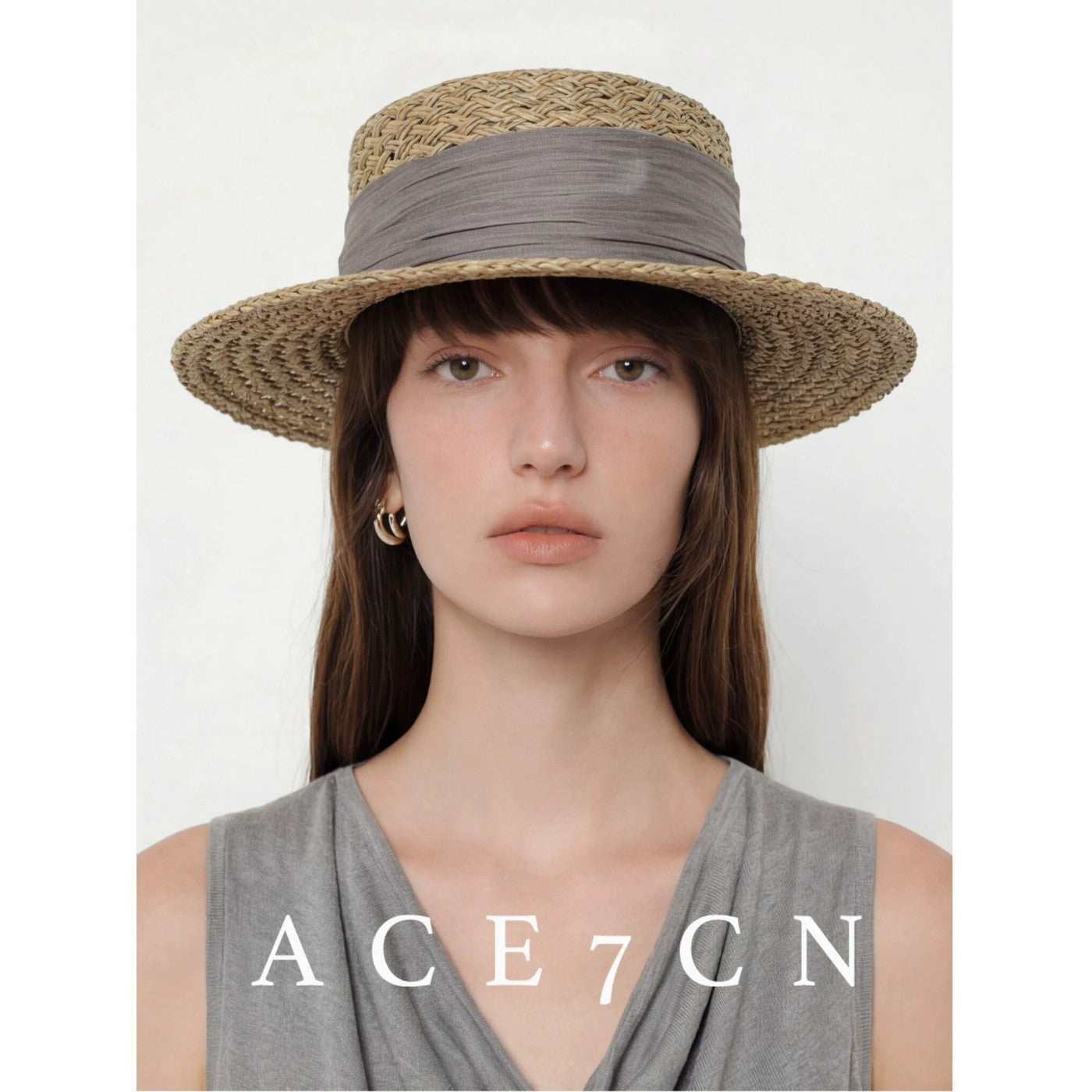French Elegant Silk Straw Hat Openwork Resort