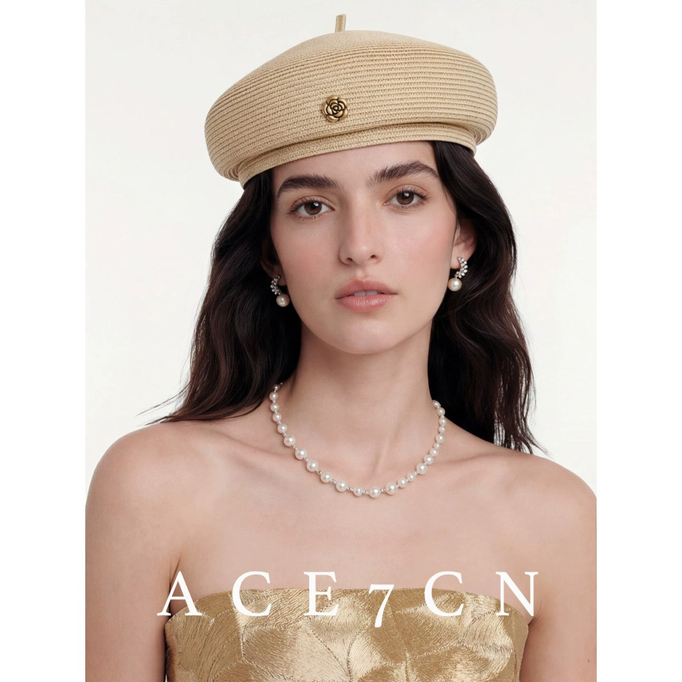 Parisian Runway Light-Luxury Straw Pillbox Camellia 3D