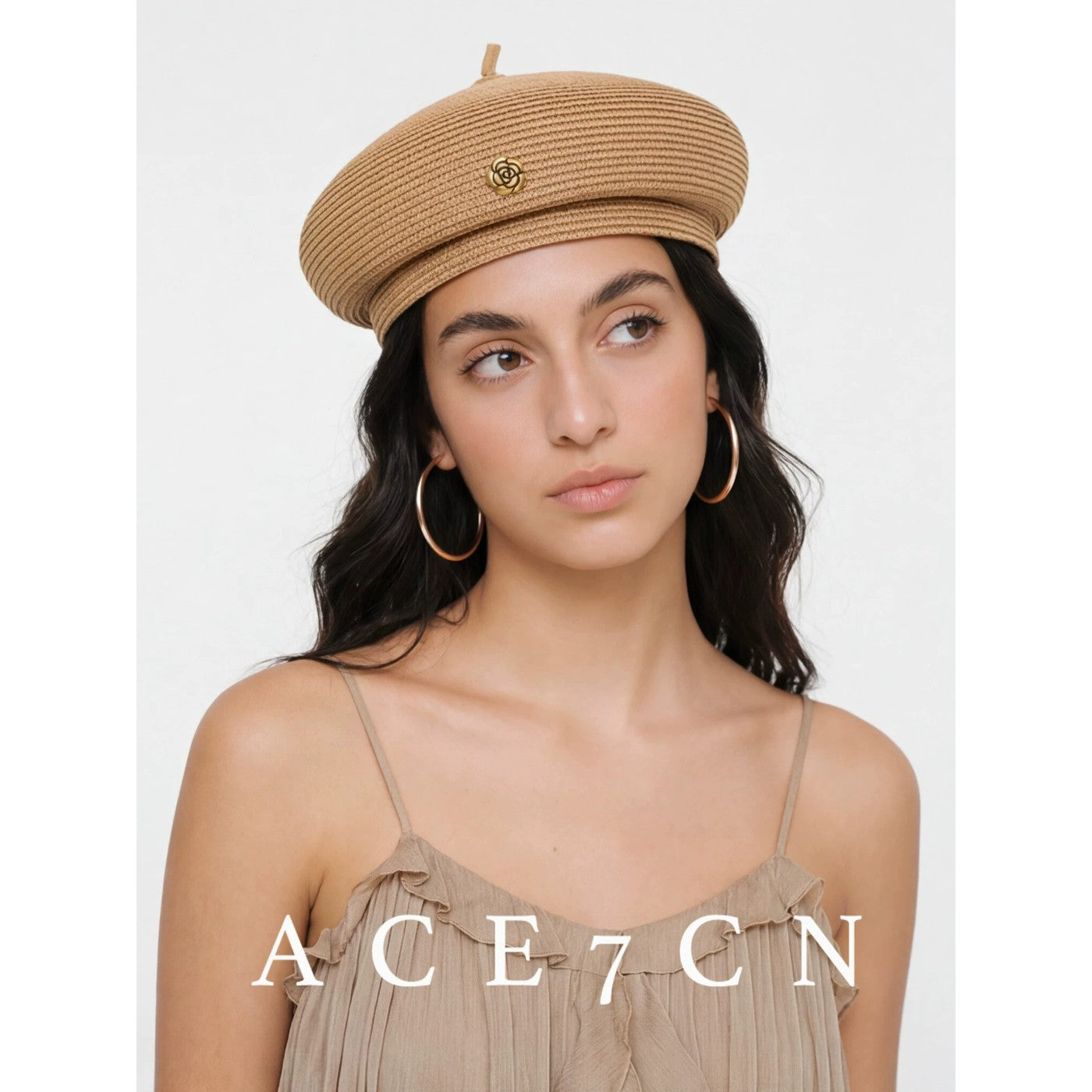 Parisian Runway Light-Luxury Straw Pillbox Camellia 3D