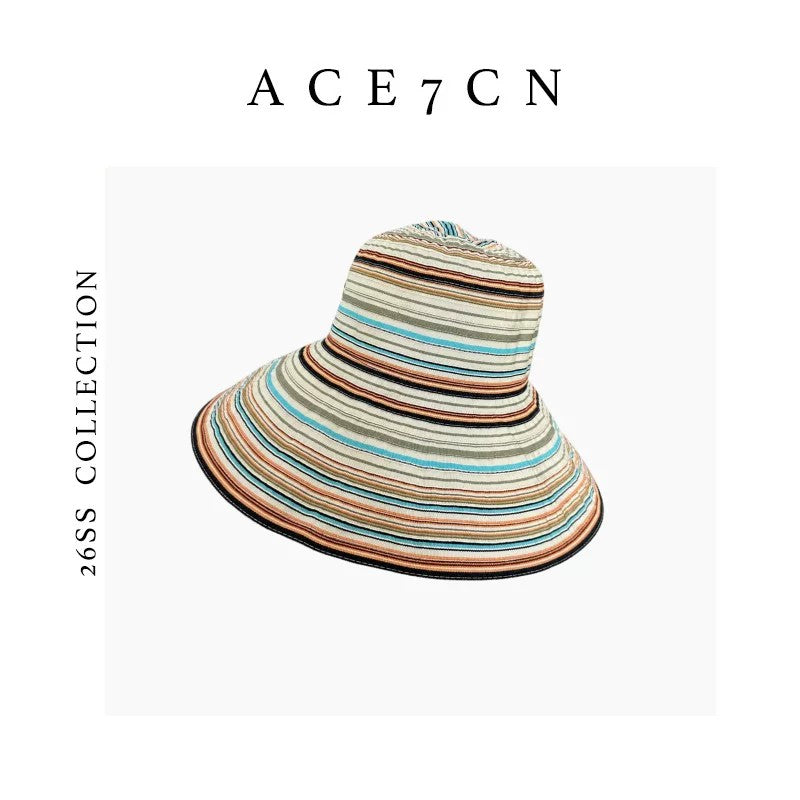 Nordic Relaxed Multi-Stripe Bucket Hat Roll-Brim Striped