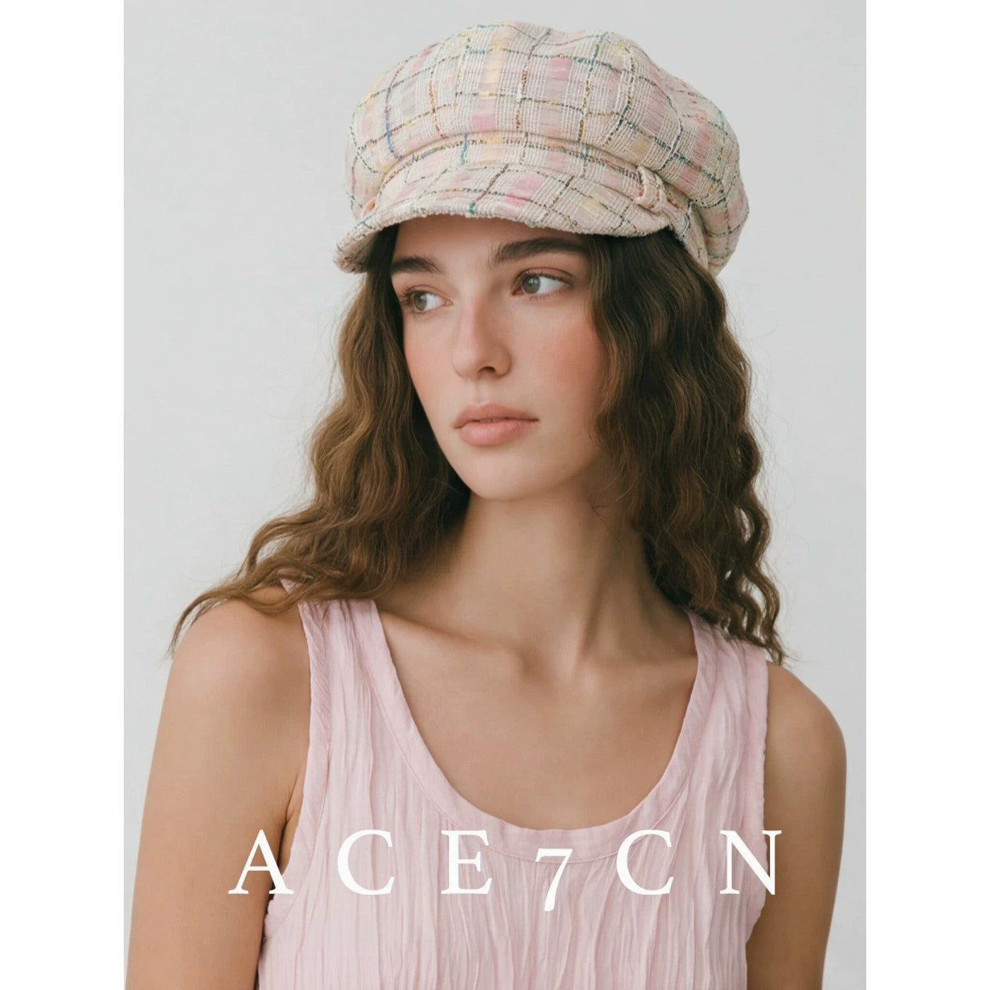 Classic Tweed Multicolor-Yarn Woven Premium Newsboy Cap