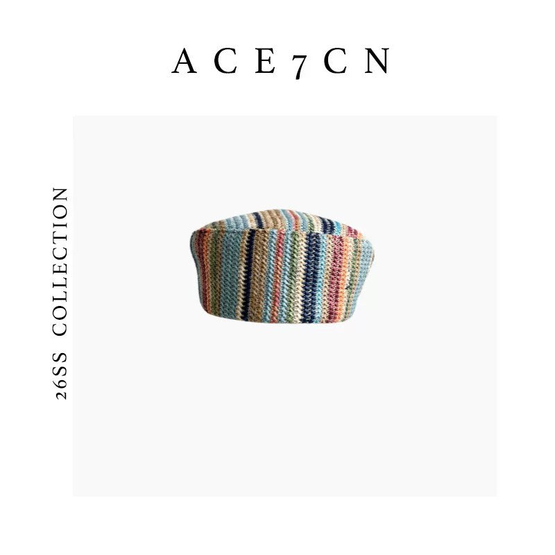 Nordic Relaxed Striped Pillbox Hat Tweed Colorful