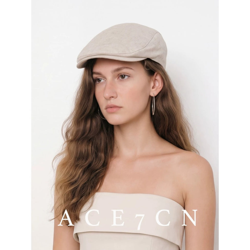 Relaxed French Old-Money Cotton Flat Cap Plaid