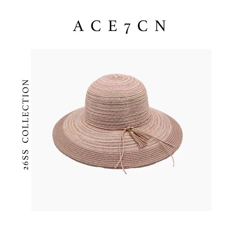 South-France Resort Paper-Straw Sun Hat Multi-Stripe Seaside