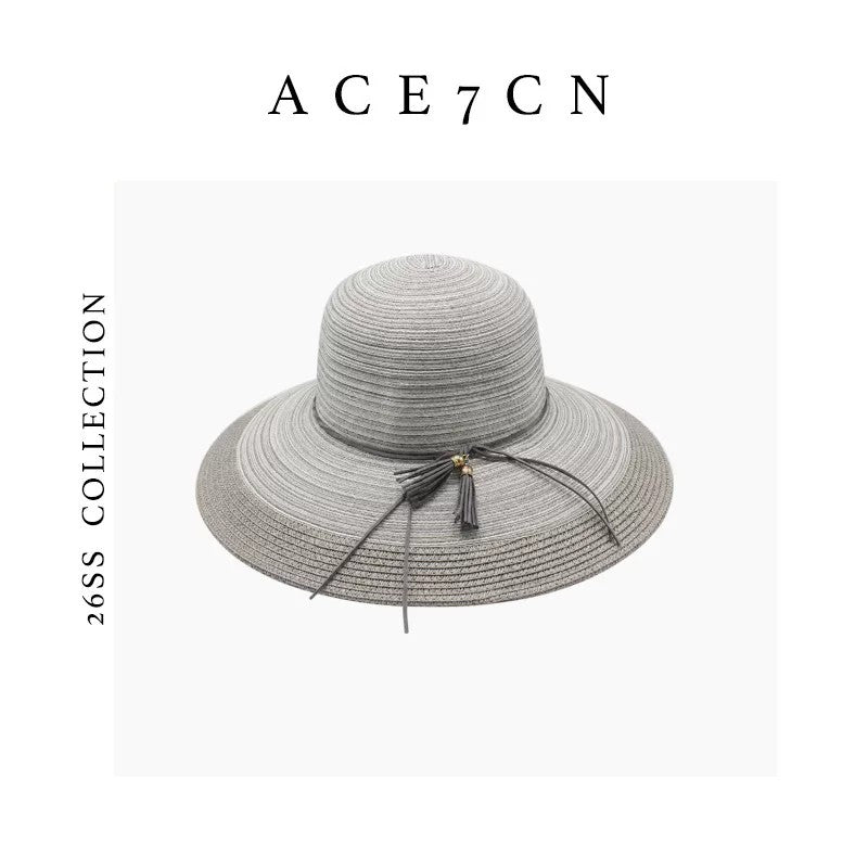 South-France Resort Paper-Straw Sun Hat Multi-Stripe Seaside