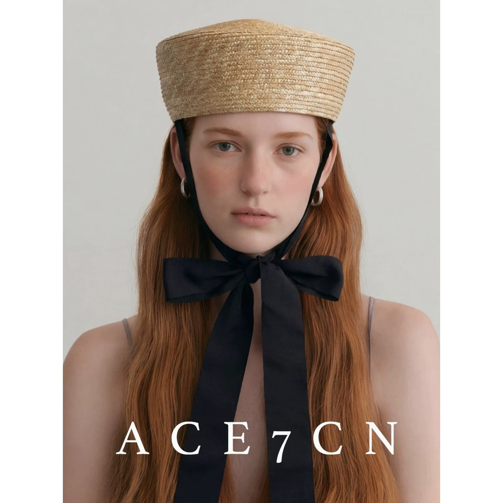 British Vintage Pillbox Hat 100 Wheat-Straw Straw