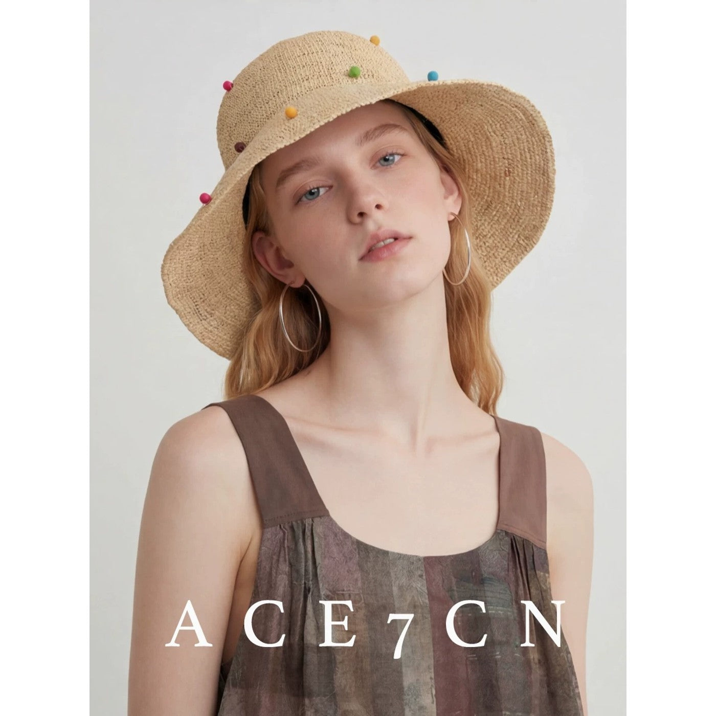 Danish Multi-Dot Straw Hat Foldable Premium Raffia