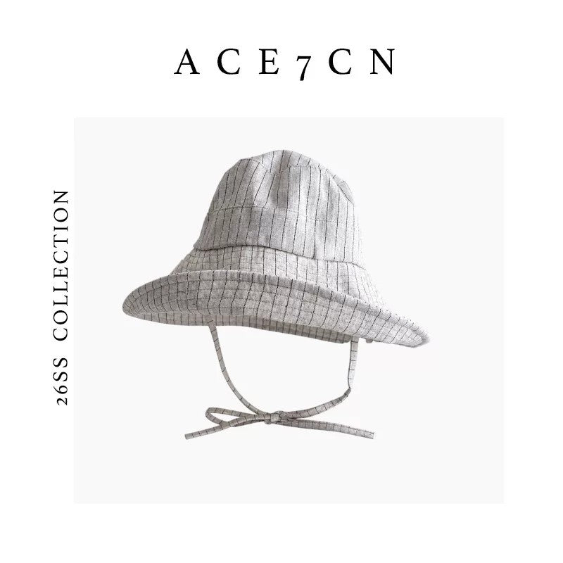 Japanese Niche Bucket Hat Wide-Brim Striped Bucket