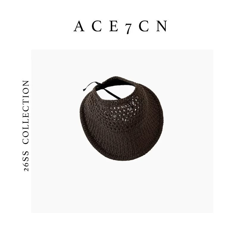 Korean Athleisure Visor Openwork Woven Wide-Brim Sun