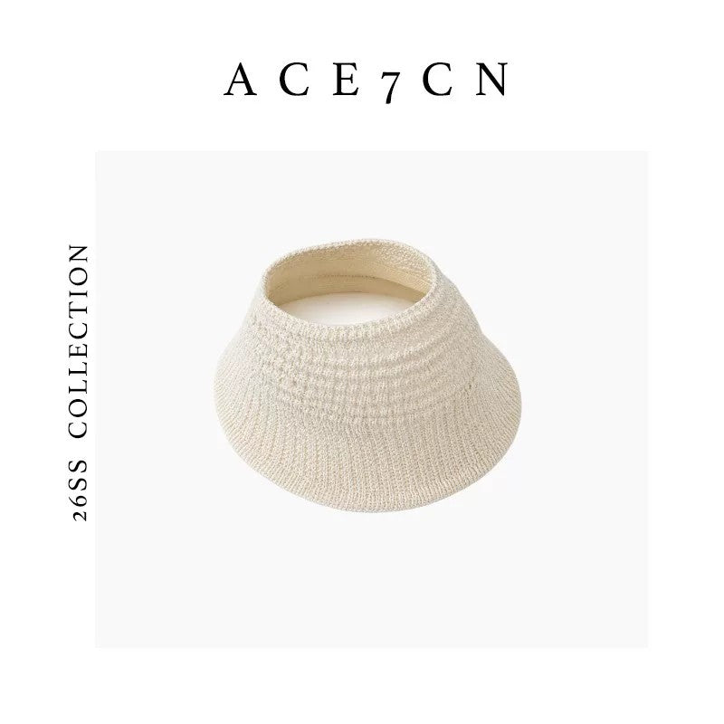 Korean Athleisure Visor Openwork Woven Wide-Brim Sun
