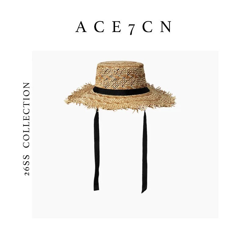 South-France Midsummer Hand-Woven Straw Hat Wide-Brim Sun-Shade