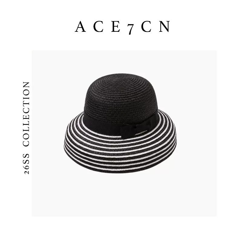 Light-French Hepburn Black-White Lampshade Bucket Hat Premium