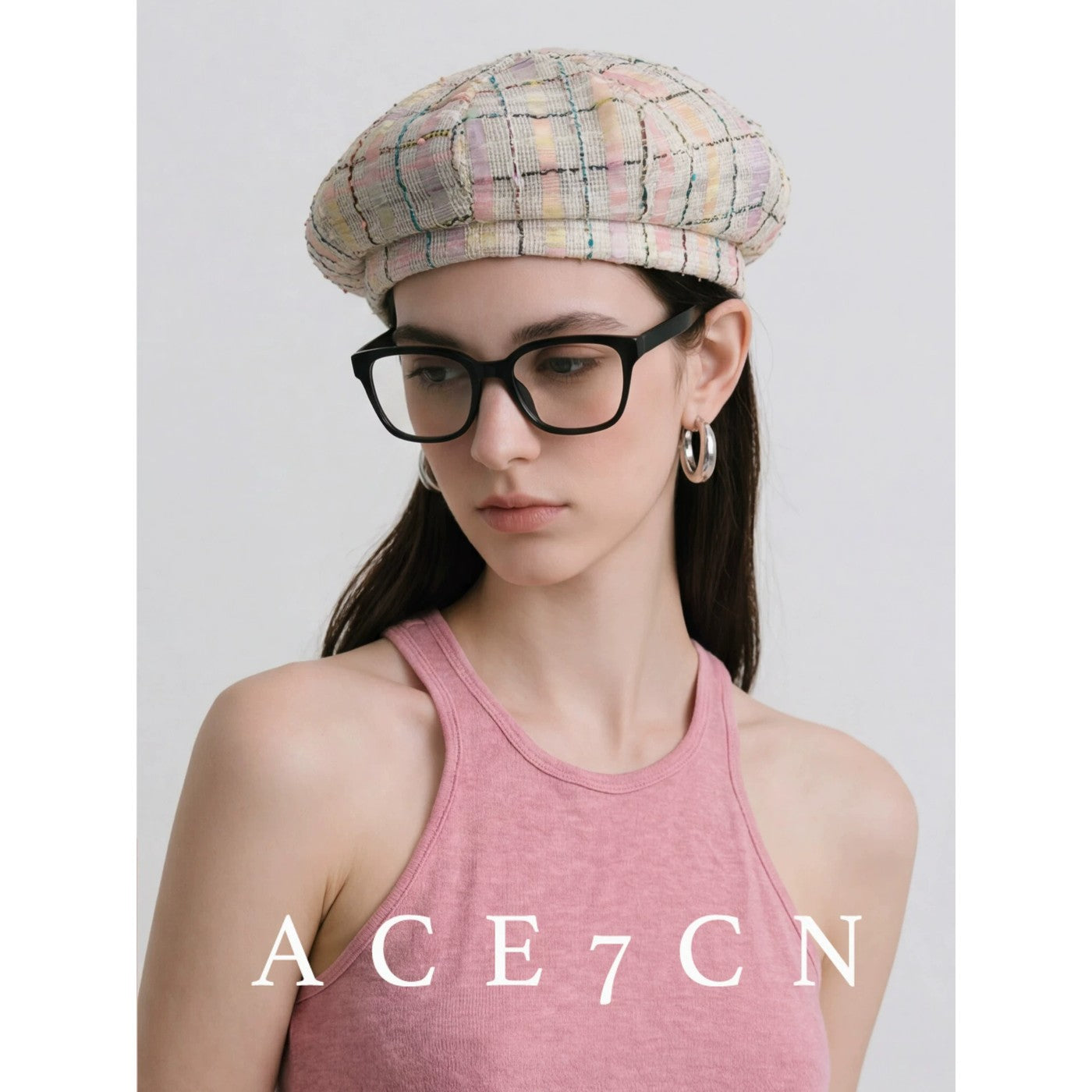 Nordic Colorful Tweed Hand-Stitched Multicolor-Yarn Beret Painter