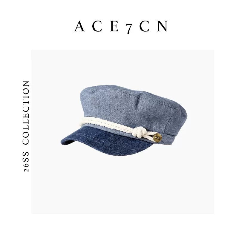 British Chic Casual Urban Navy Cap Denim