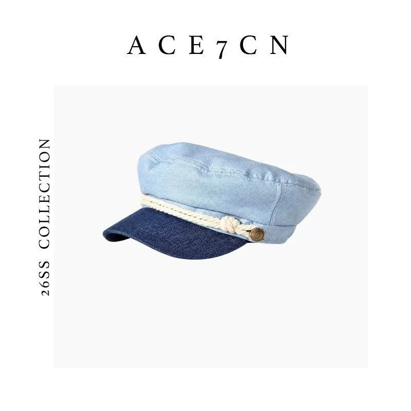 British Chic Casual Urban Navy Cap Denim
