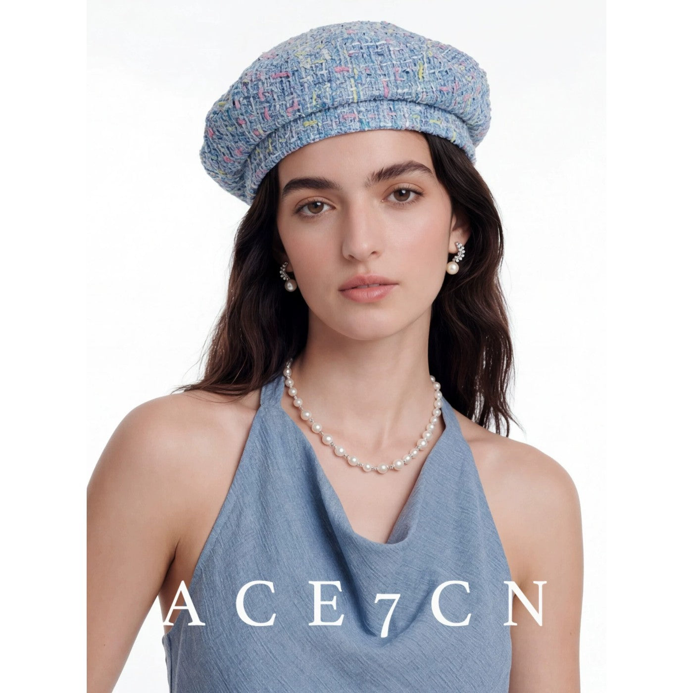Classic Tweed Relaxed French Elegant Beret Multicolor-Yarn